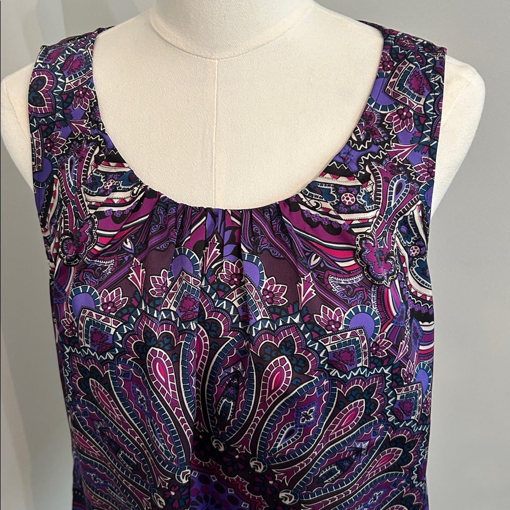 CHICO’S Sleeveless Blouse/Top Purple Scoop Neck Colorful -Size 1 - Picture 1 of 10
